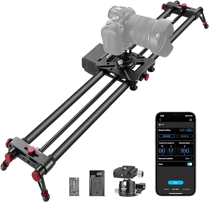 NEEWER 31.5&#034;/80cm Motorized Camera Slider, App Wireless Control Carbon Fiber Dol