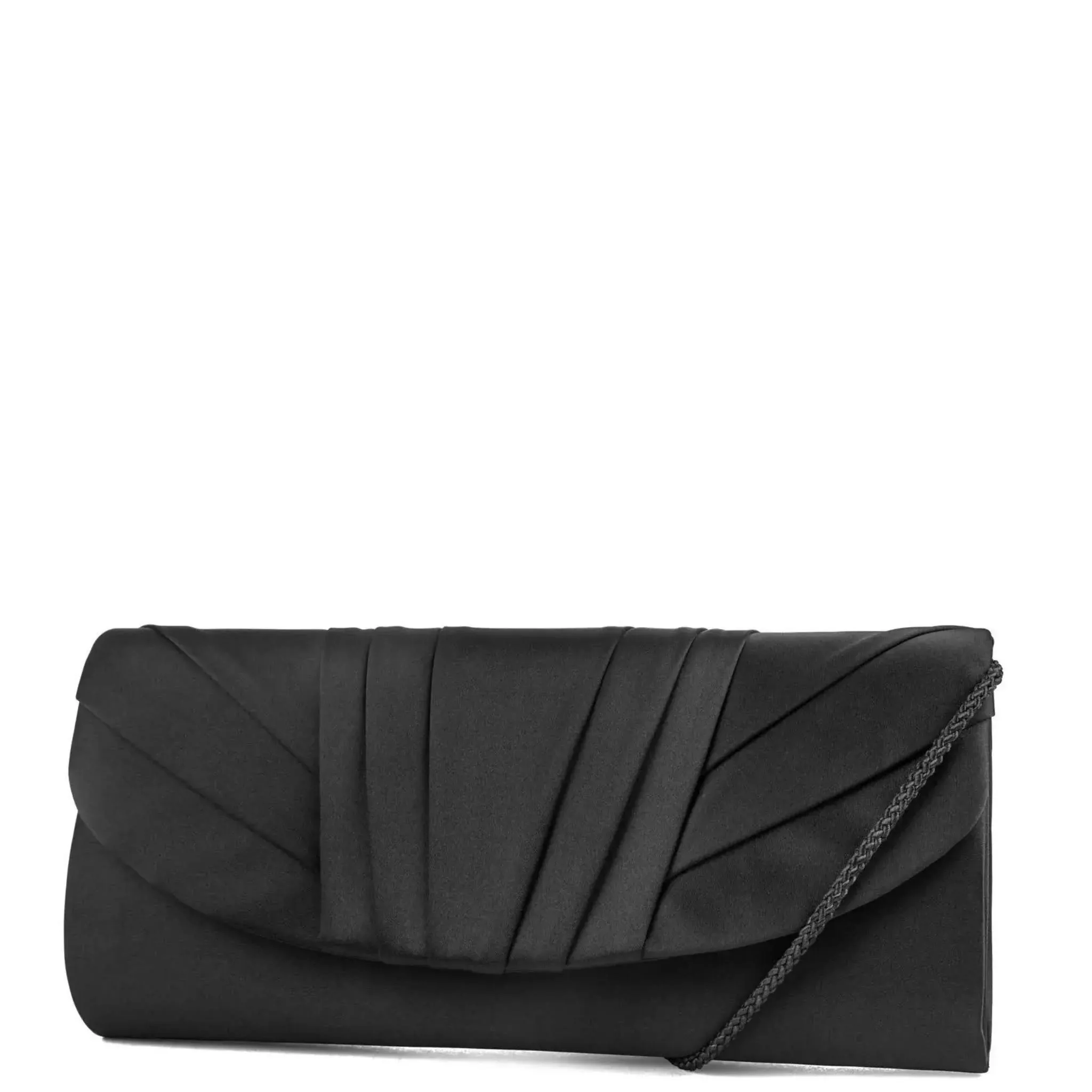 Jessica Mcclintock Satin Pleated Flap Clutch Black