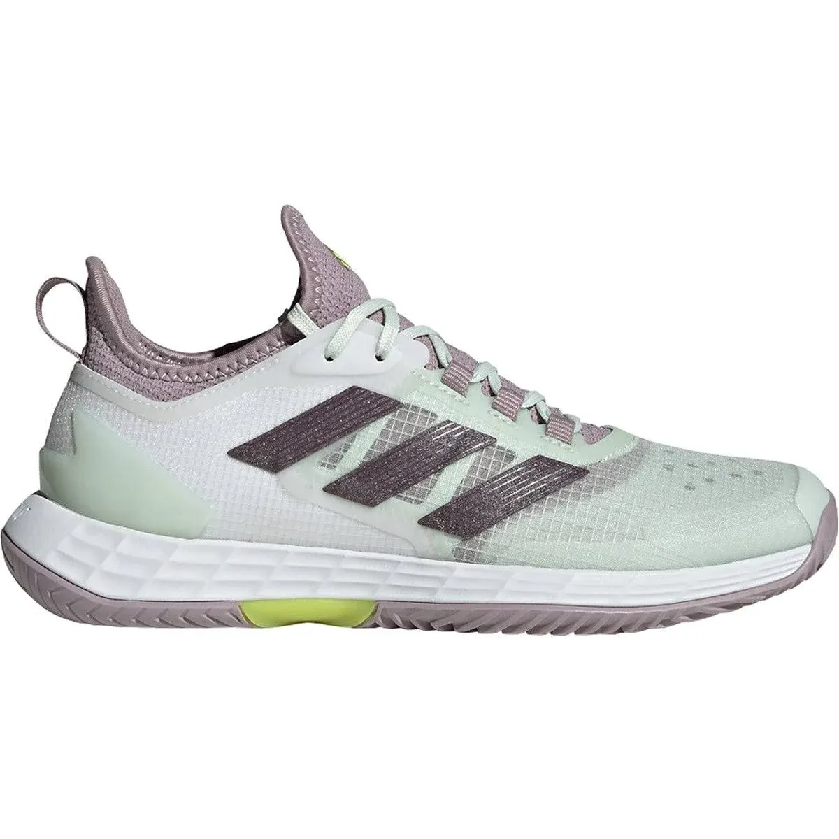 Adidas Women's Adizero Ubersonic 4.1 Tennis Shoes, Cloud White/Aurora Metallic/Crystal Jade / 8.5