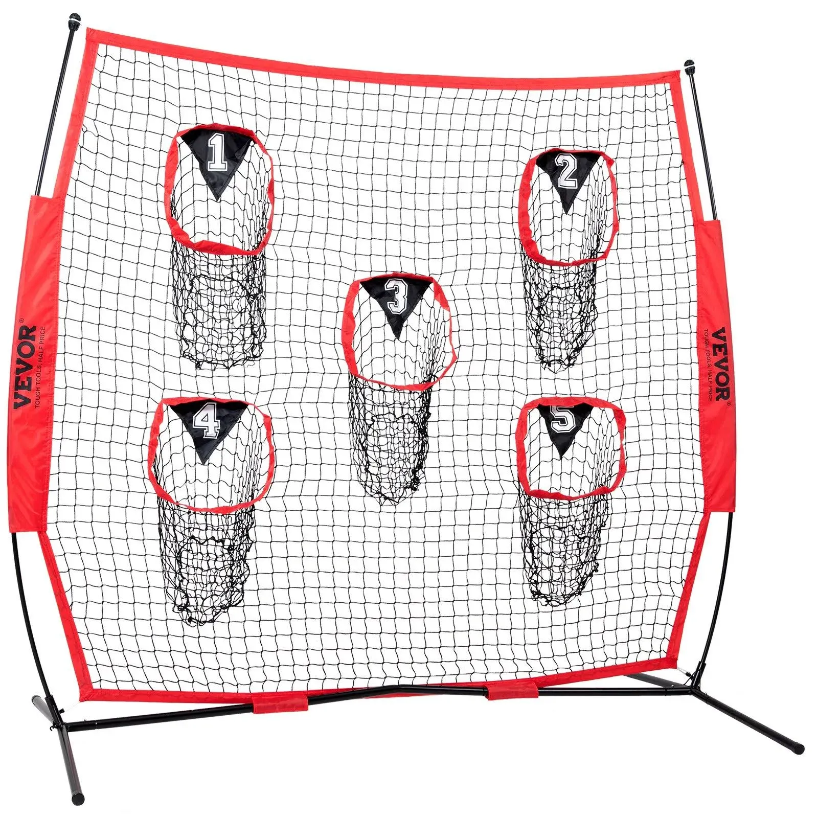 Durable 8ft x 8ft Football Trainer Net with 5 Target Pockets for Accurate Throws