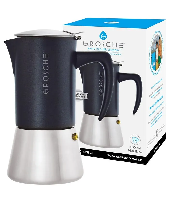 Grosche Milano Brushed Stainless Steel Stovetop Espresso Maker