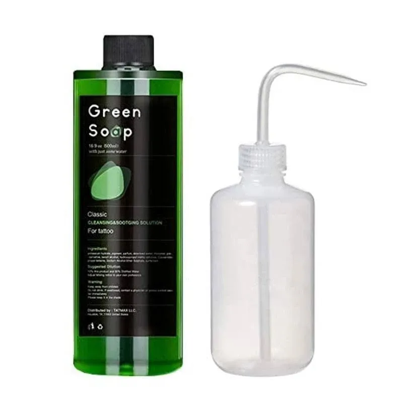 Dragon Art 16.9oz Green Soap Prep Wash with 8oz Squeeze Bottle for Tattoos and ...