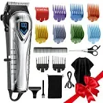 Hair Clippers for Men&Women Professional, Low Noise Cordless Hair Cutting Kit with 10 Color Combs, LED Display, Men Gifts, 5H Beard Trimmer Barber Hair Clippers Set with Scissors,Cape