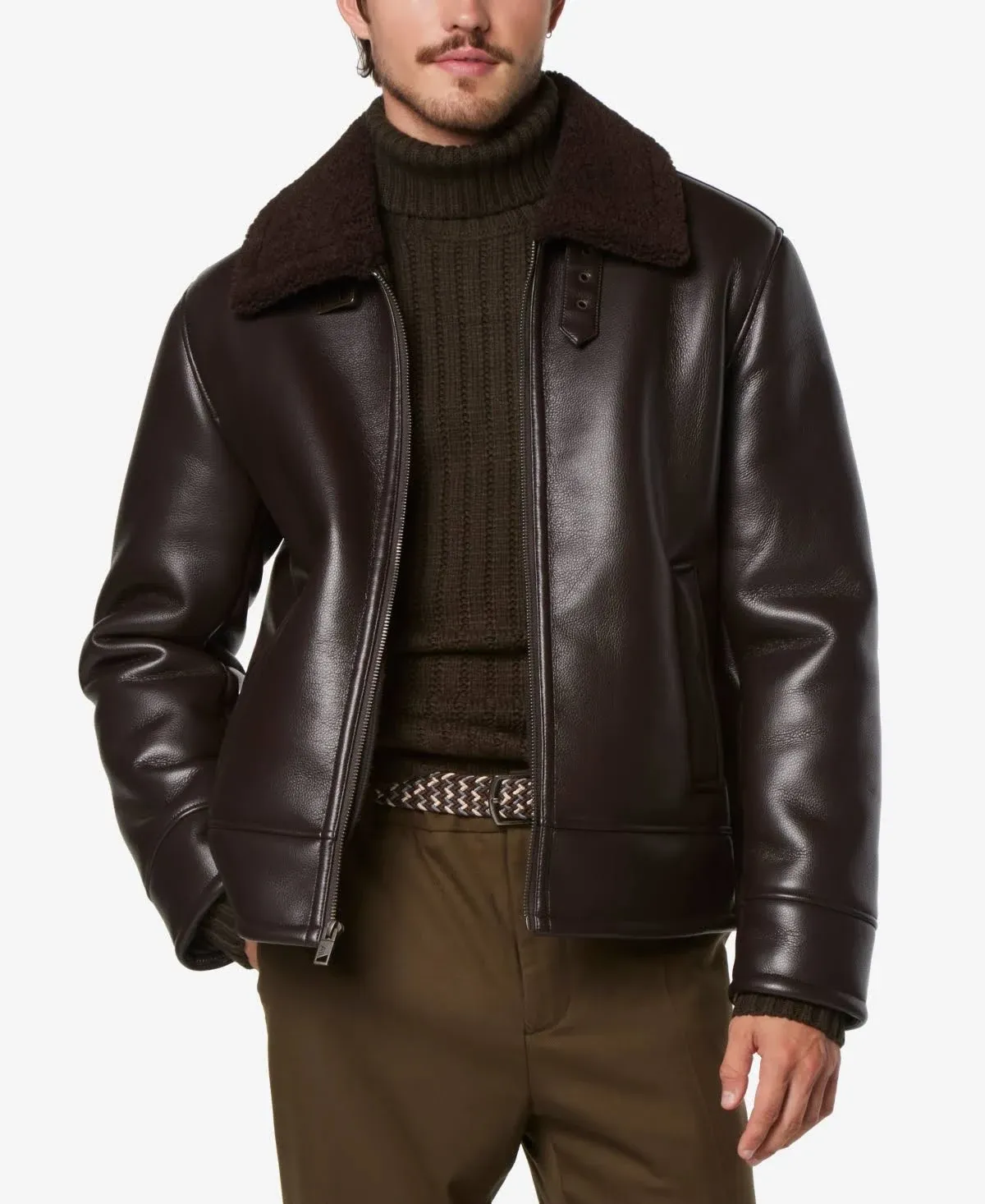 Andrew Marc Men's Cadman Faux Shearling Pilot Jacket