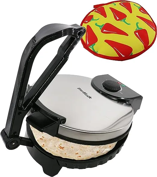 10inch Roti Maker by StarBlue with FREE Roti Warmer - The automatic Stainless Steel Non-Stick Electric machine to make Indian style Chapati, Tortilla, Roti AC 110V 50/60Hz 1200W