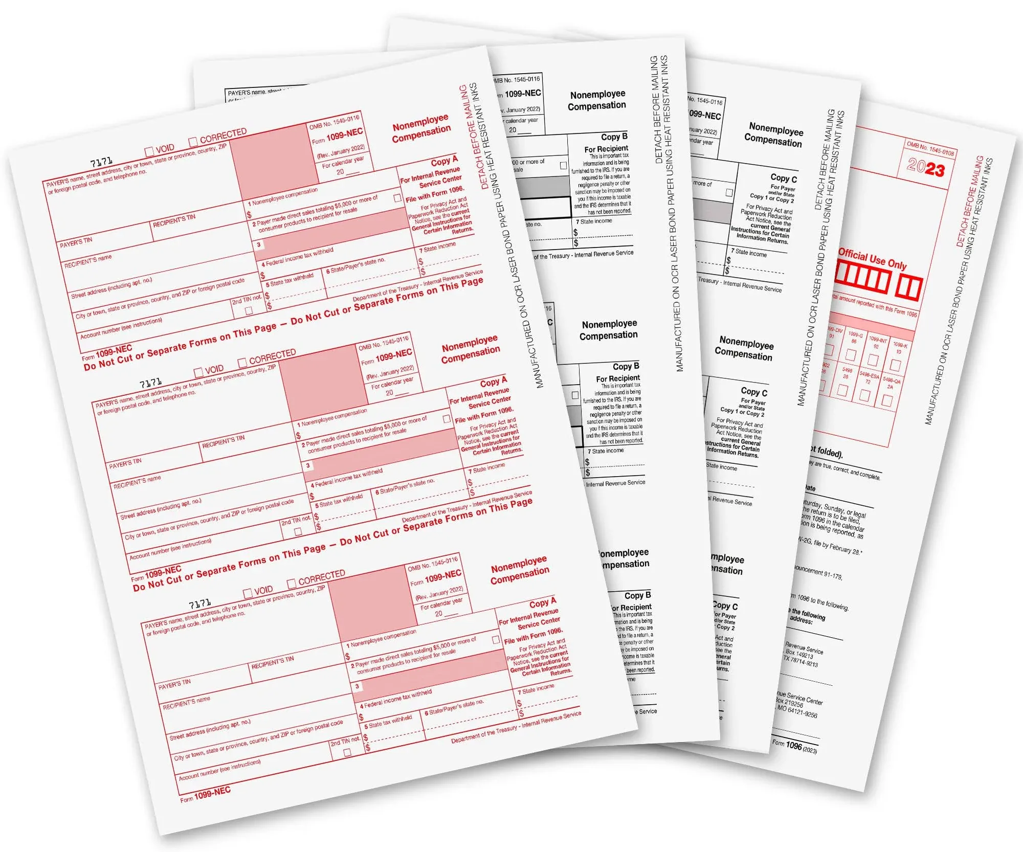 1099 NEC Forms 2023, 1099 NEC Laser Forms IRS Approved Designed for QuickBooks and Accounting Software 2023, 4 Part Tax Forms Kit, 25 Vendor Kit – Total 38 (108) Forms