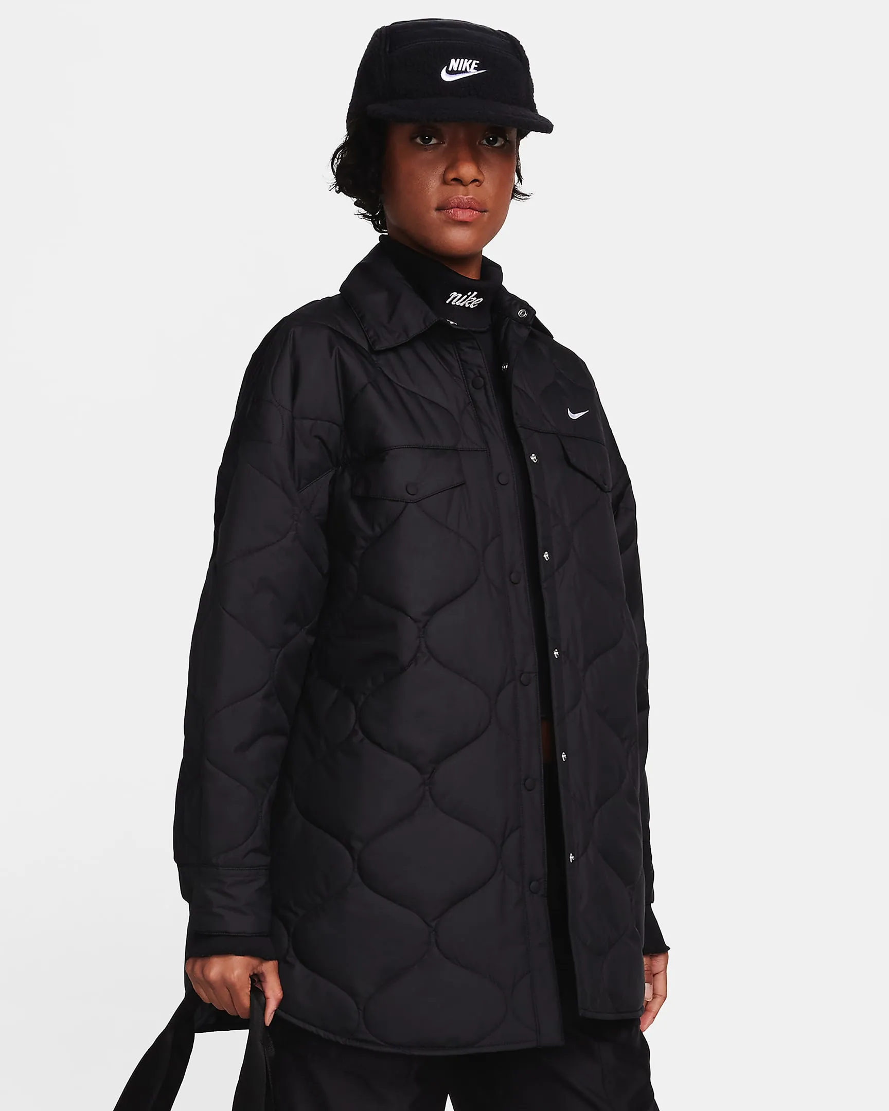 Nike Sportswear Women's Essentials Quilted Trench, Large, Black