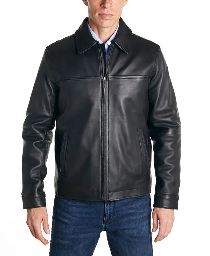 Perry Ellis Men's Classic Leather Jacket