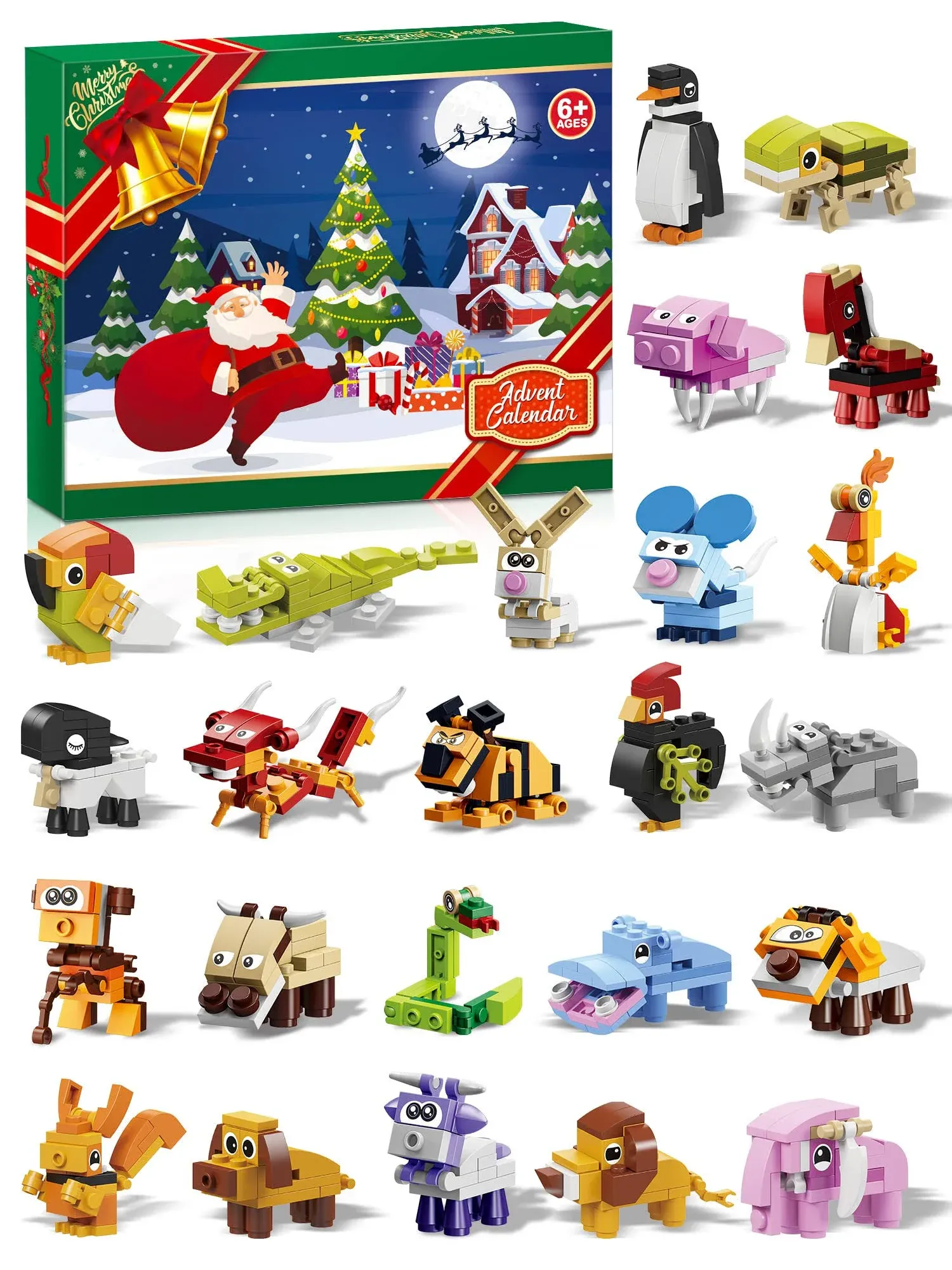 Animal Building Blocks - Advent Calendar 2023 Boys Including 24 Animals 