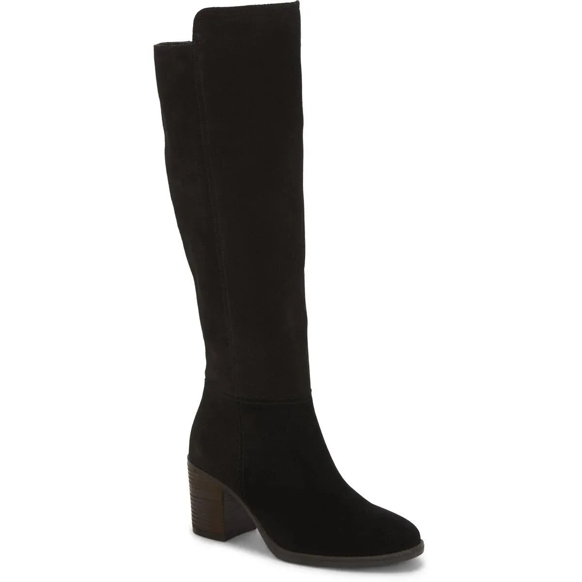 BONNAY Womens Leather Stacked Heel Knee-High Boots