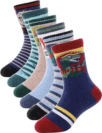 ANTSANG Kids Merino Wool Warm Thermal Hiking Socks (6 Pairs)