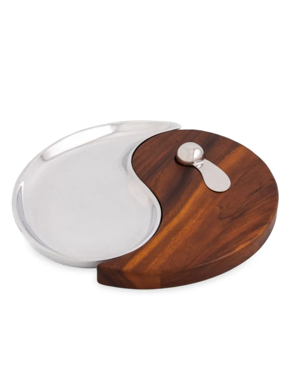 Yin Yang Cheese Board With Spreader, 2 Piece Set In Silver