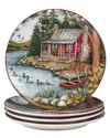 Lake Retreat Set Of 4 Dinner Plate In Multicolor