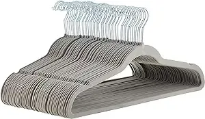 AmazonBasics Velvet Suit Hangers - 50-Pack, Grey