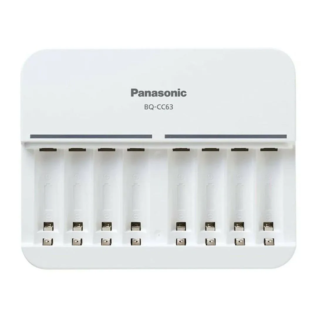 Panasonic Eneloop Intelligent Premium Charger BQ-CC63U for up to 8 NI-MH Batteries AA/AAA White