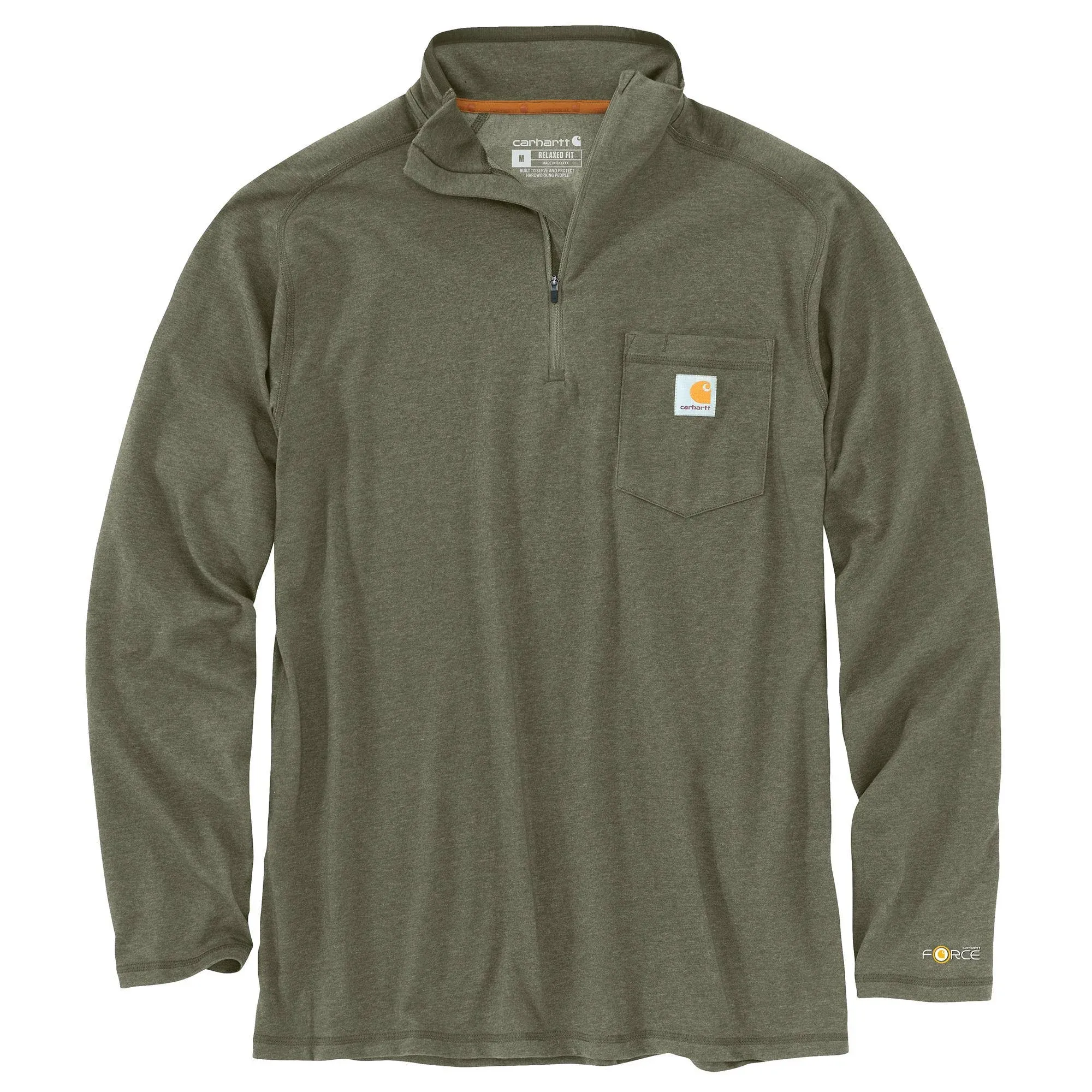 Carhartt Force Mens Green Relaxed Fit 1/4 Zip Pullover Long Sleeve Pocket 2XL