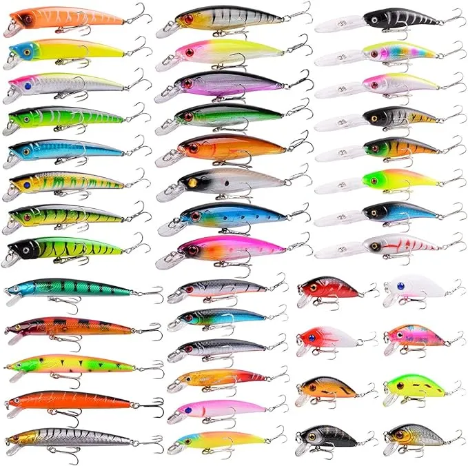 Aorace Fishing Lures Kit Mixed Including Minnow Popper Crank Baits with Hooks for Saltwater Freshwater Trout Bass Salmon Fishing