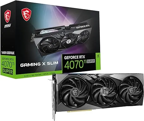 MSI NVIDIA GeForce RTX 4070 Ti Super Gaming X Slim RGB Triple Fan 16GB GDDR6X PCIe 4.0 Graphics Card