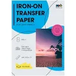 PPD Iron on Transfer Paper for Inkjet Printer for Light Fabric, 8.5 x 11 Printable Paper for Clothing, T Shirts and Cotton Textiles, Print and Cut Heat Transfer, DIY at Home, Washable (100 Sheets)