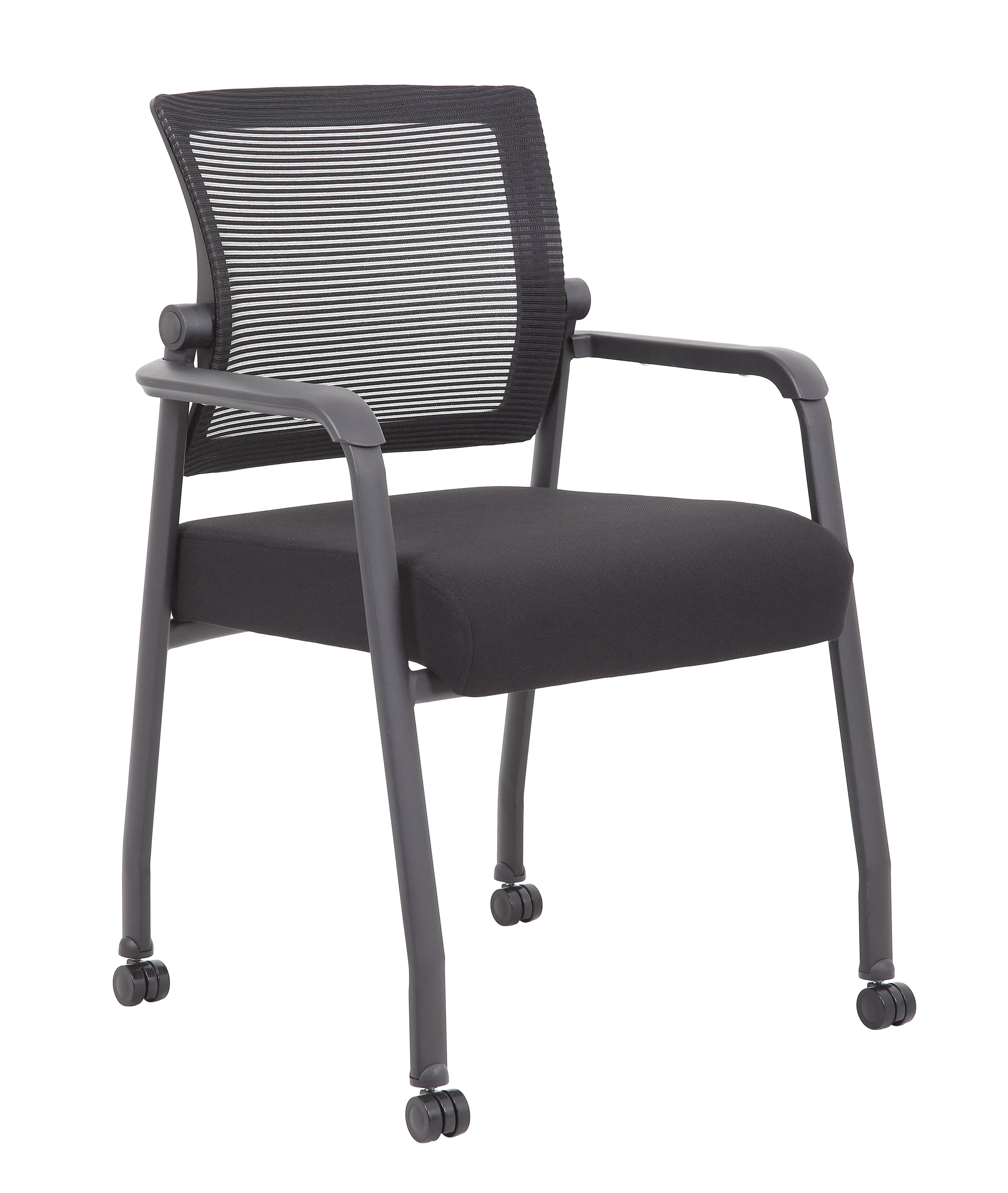 Boss Black Mesh Guest Chair with Casters