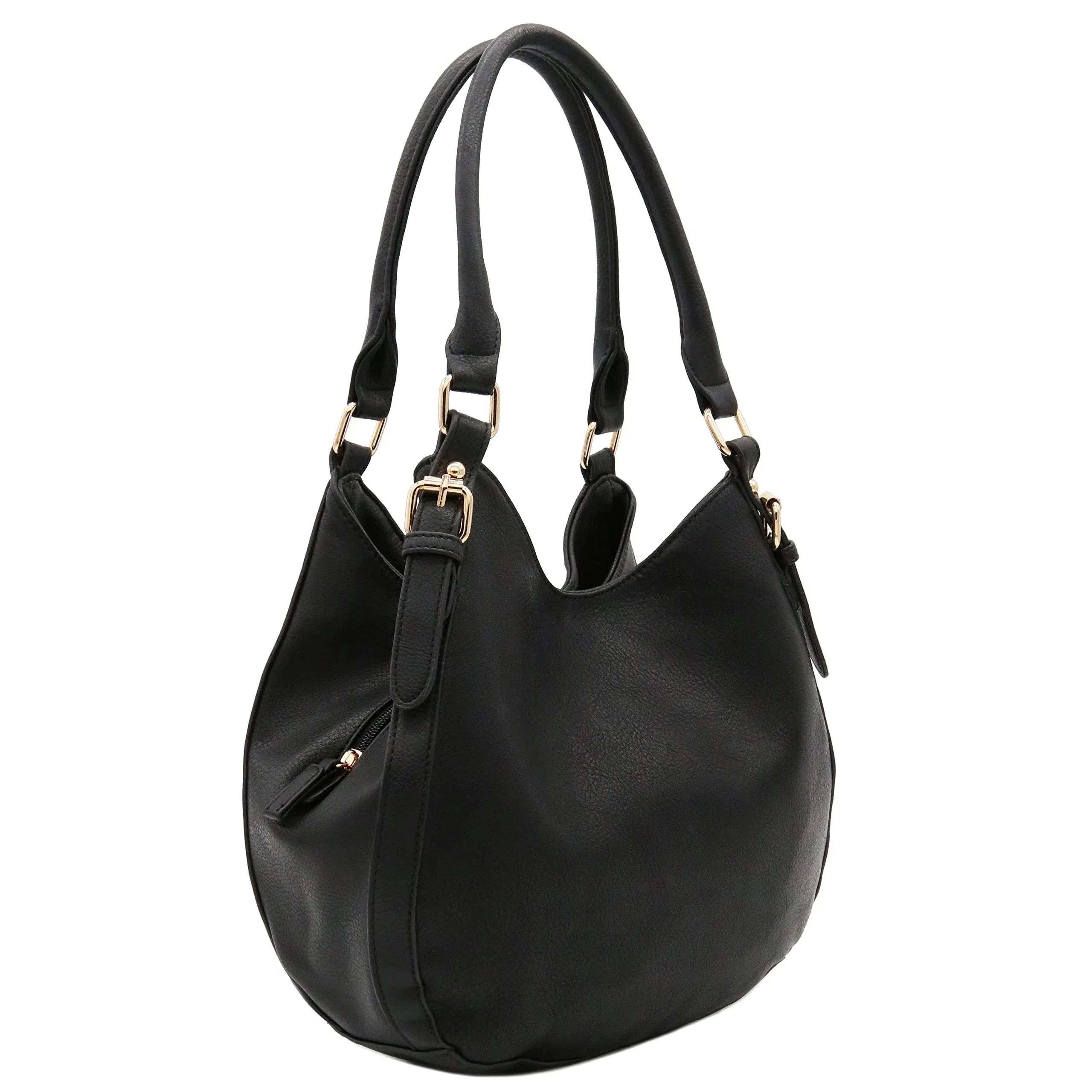 Light-Weight 3 Compartment Faux Leather Medium Hobo Bag