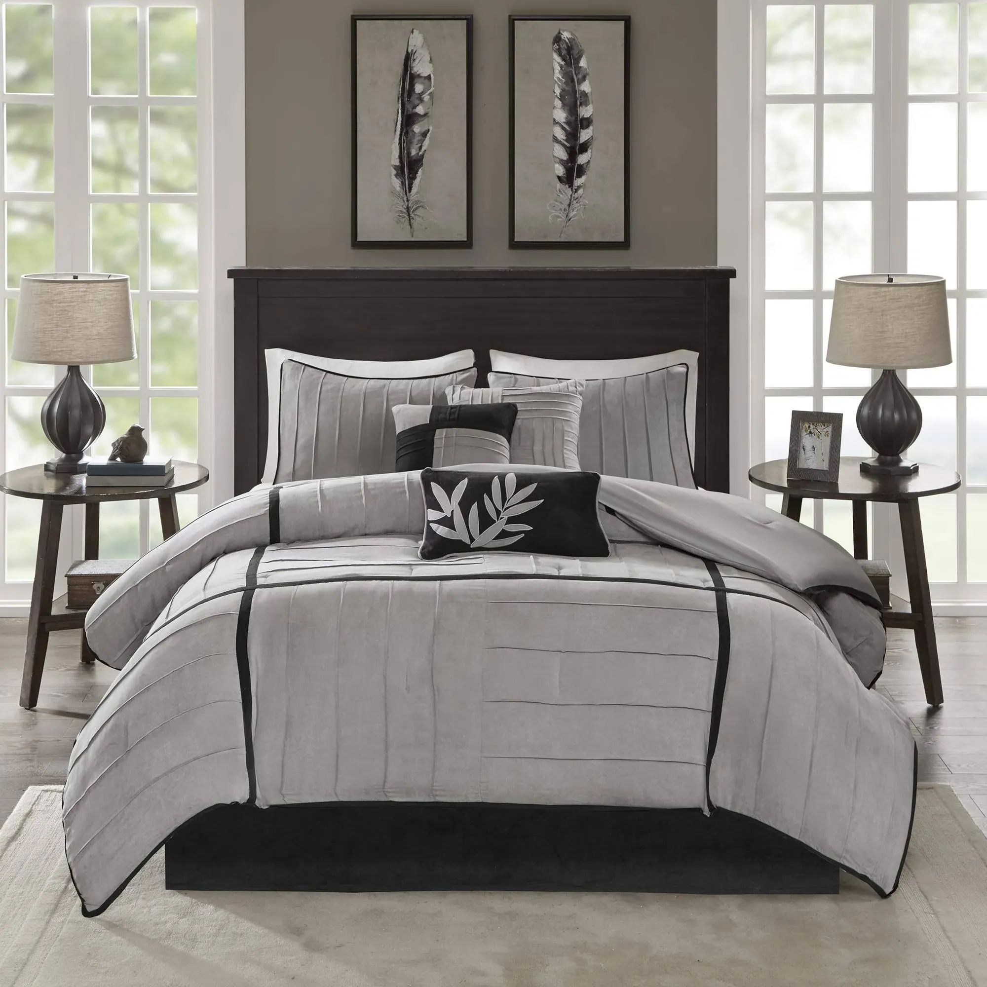 Madison Park Dune King 7 Piece Comforter Set in Grey - Olliix MP10-147