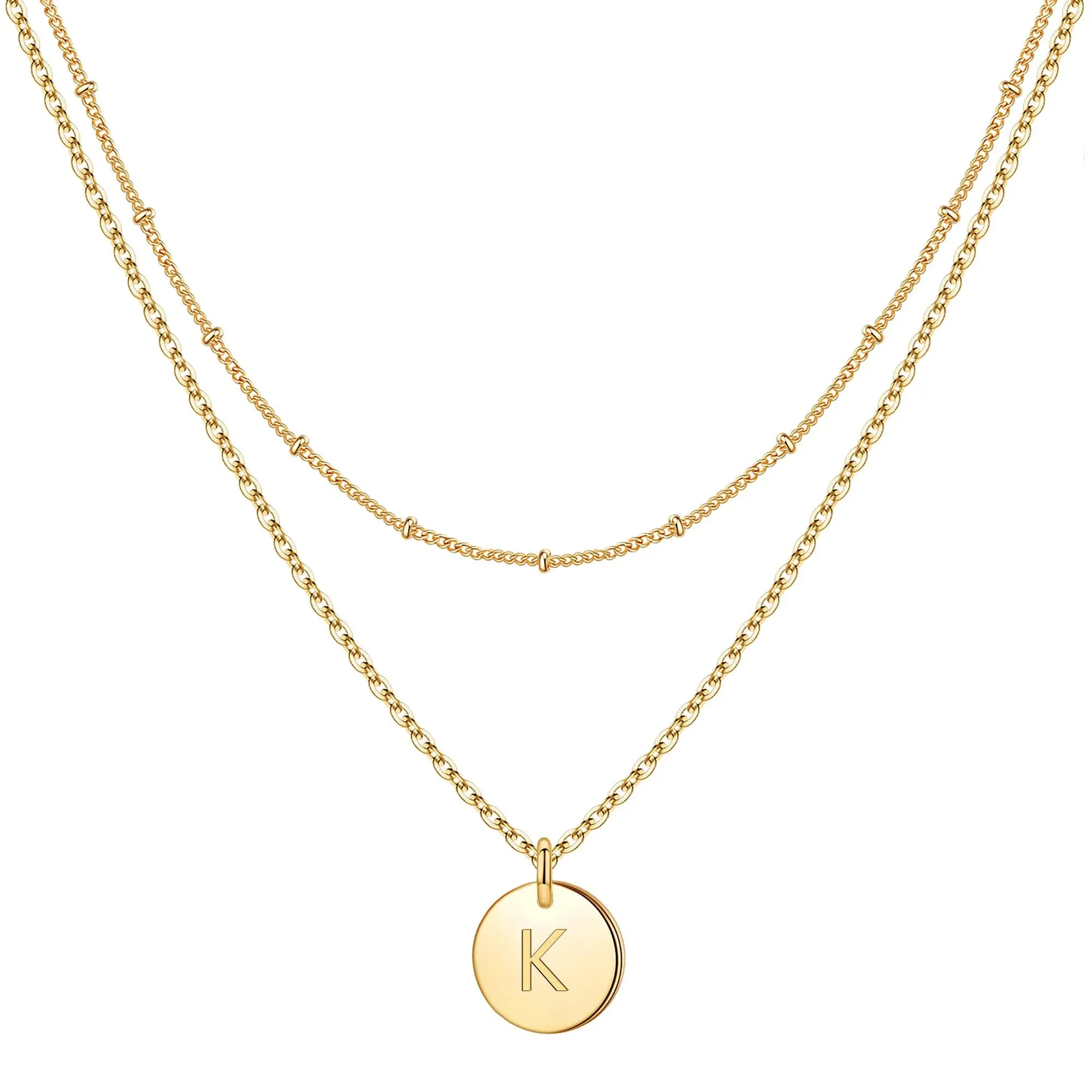 IEFWELL Gold Initial Necklaces for Women, 14K Gold Filled Letter Necklaces for ...