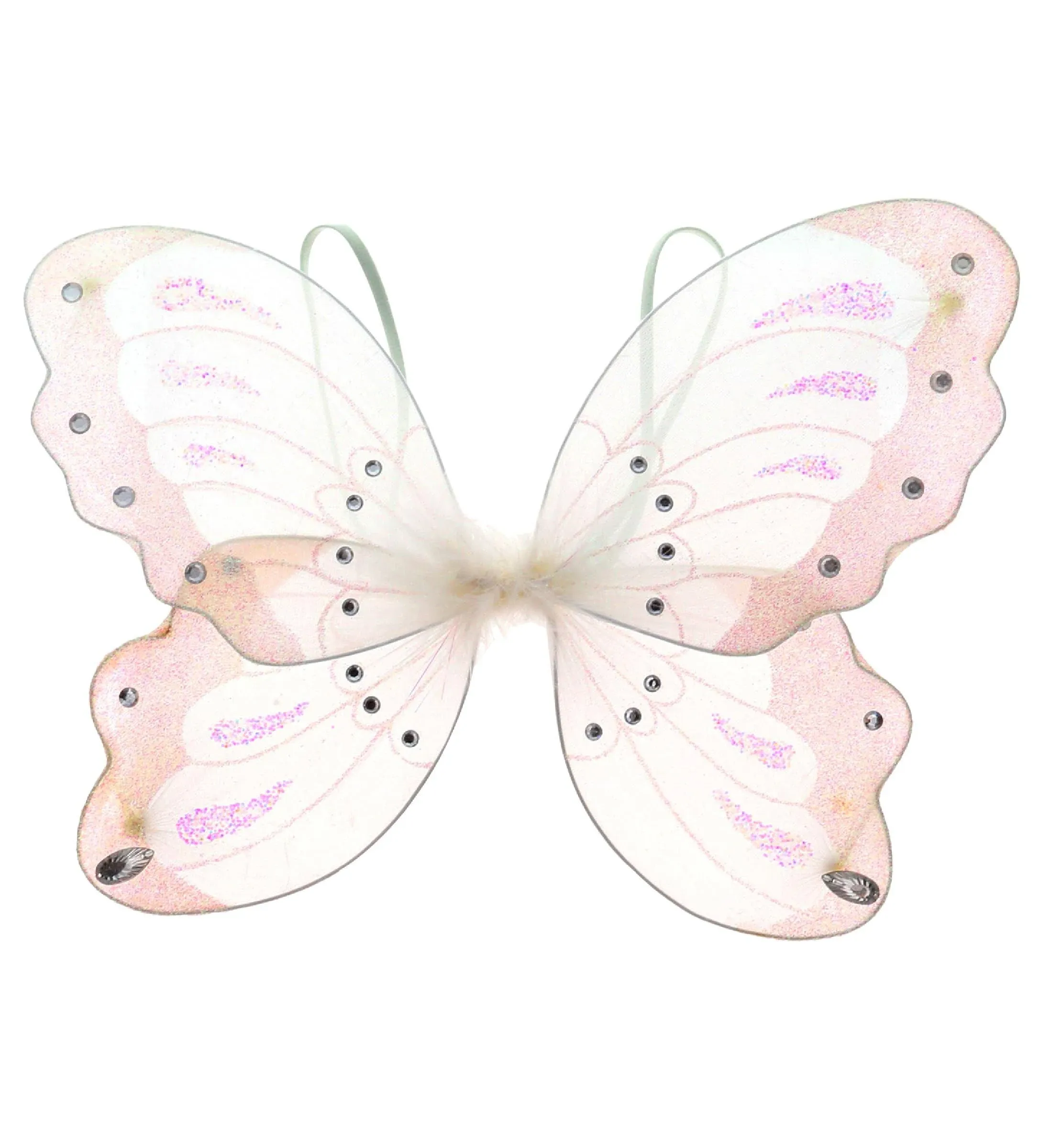 Mozlly White Butterfly Wings - Princess Glitter Pixie Fairy Wings For Girls, Dress Up Pretend Play Accessory For Halloween Costume & Birthday Party, Fancy Sparkle Butterfly Wings For Kids - 14"