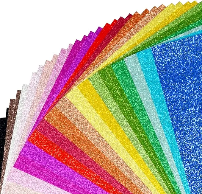 Glitter Cardstock Paper 40 Sheets 20 Colors Colored Cardstock for Cricut Premium Glitter Paper for Crafts A4 Glitter Card Stock for DIY Projects