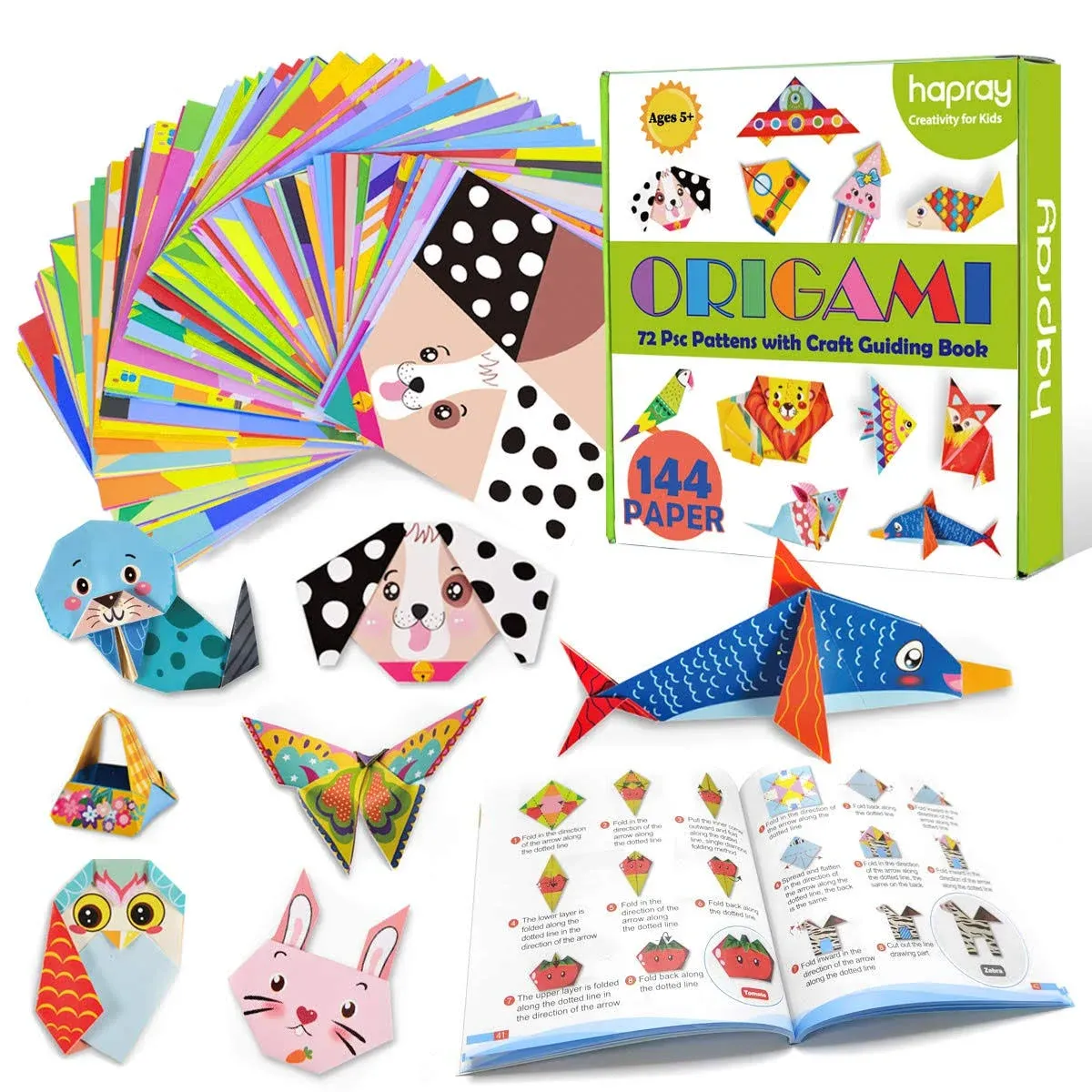 hapray Origami Kit 144 sheets Origami Paper for Kids 72 Patterns with 