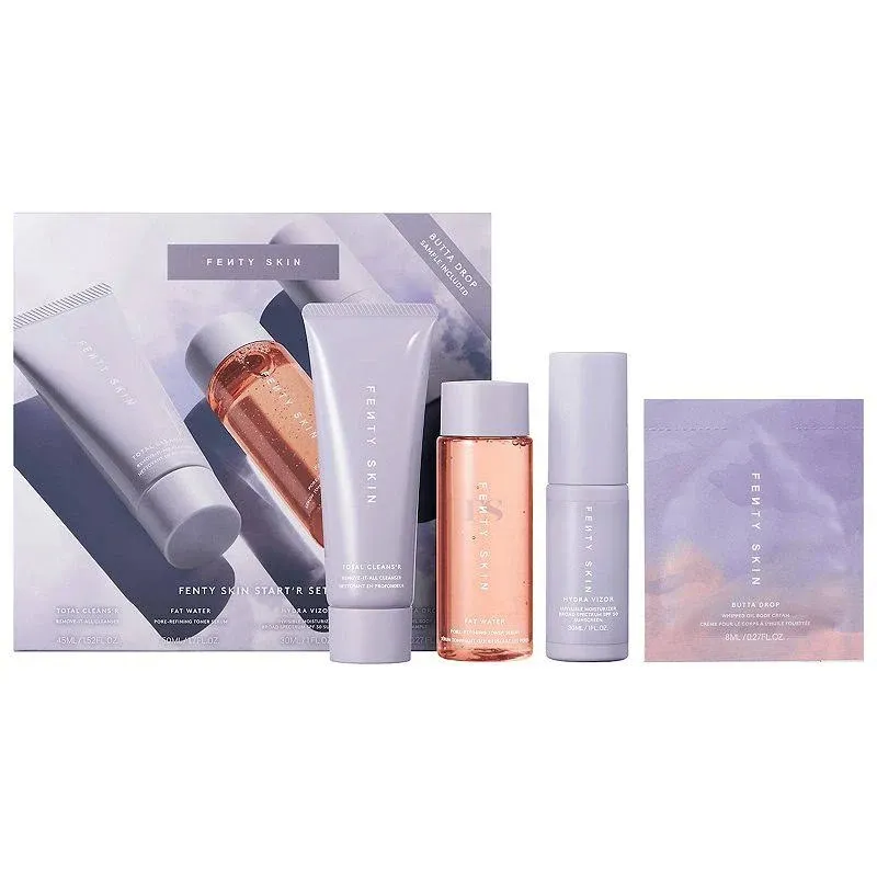 Fenty Skin Set: Makeup Removing Cleanser, Fat Water Pore-Refining Toner Serum...