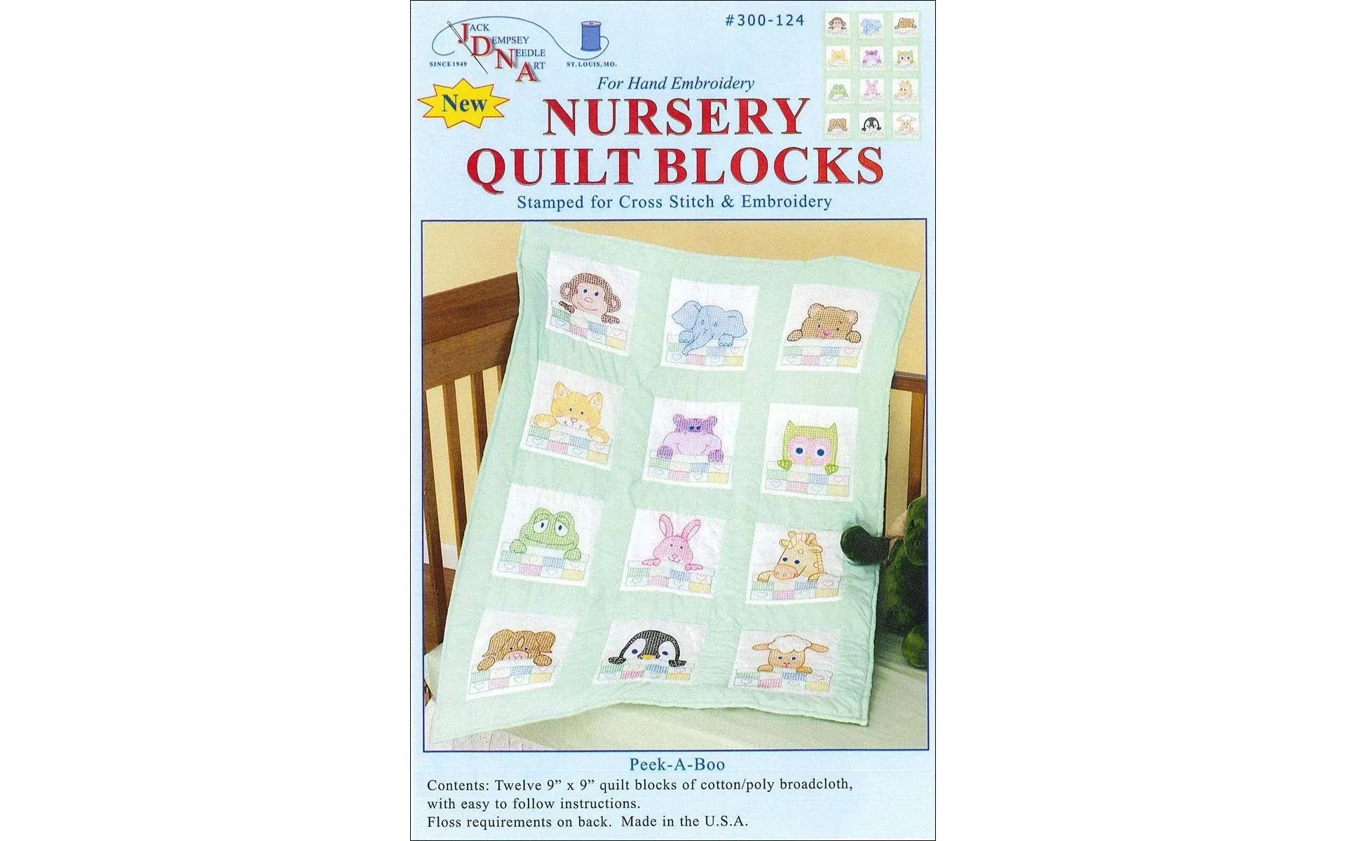 Jack Dempsey Stamped White Nursery Quilt Blocks