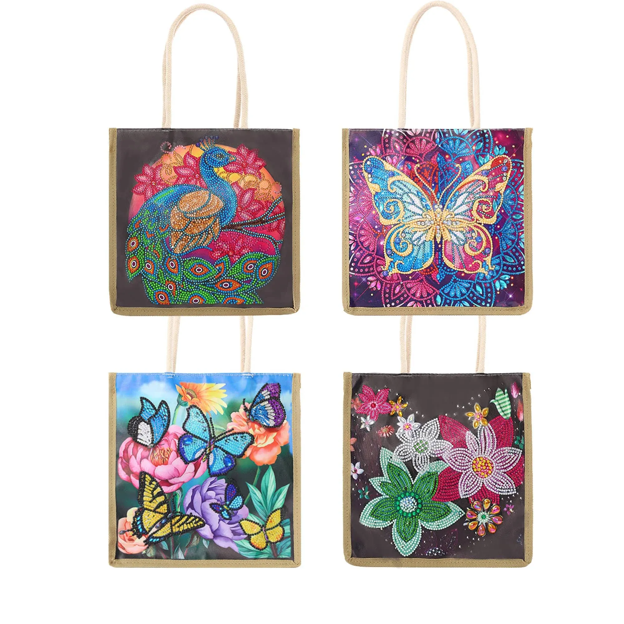 QIDS DIY Diamond Painting Tote Bag Aesthetic for Women 4 Pack Shoulder Bag ...