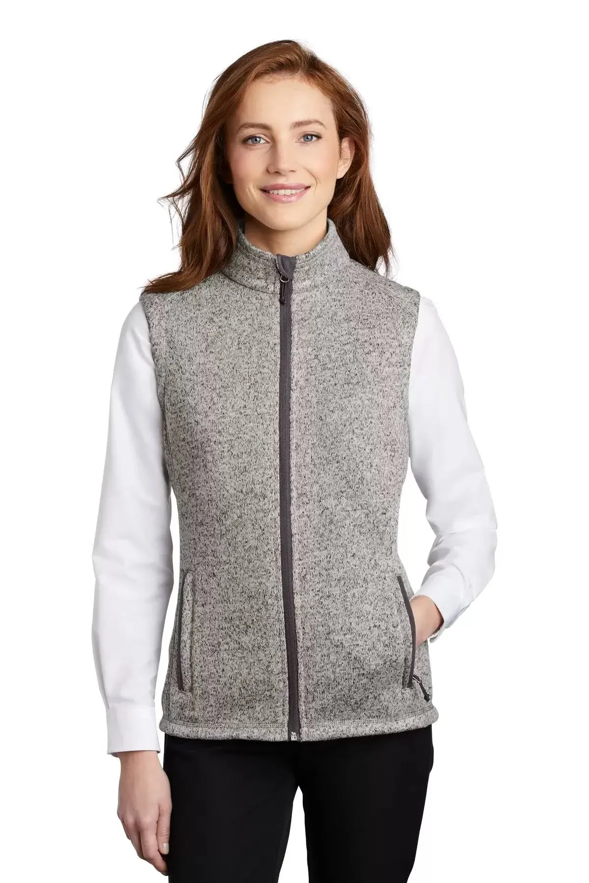 Port Authority L236 Ladies Sweater Fleece Vest - Grey Heather - L