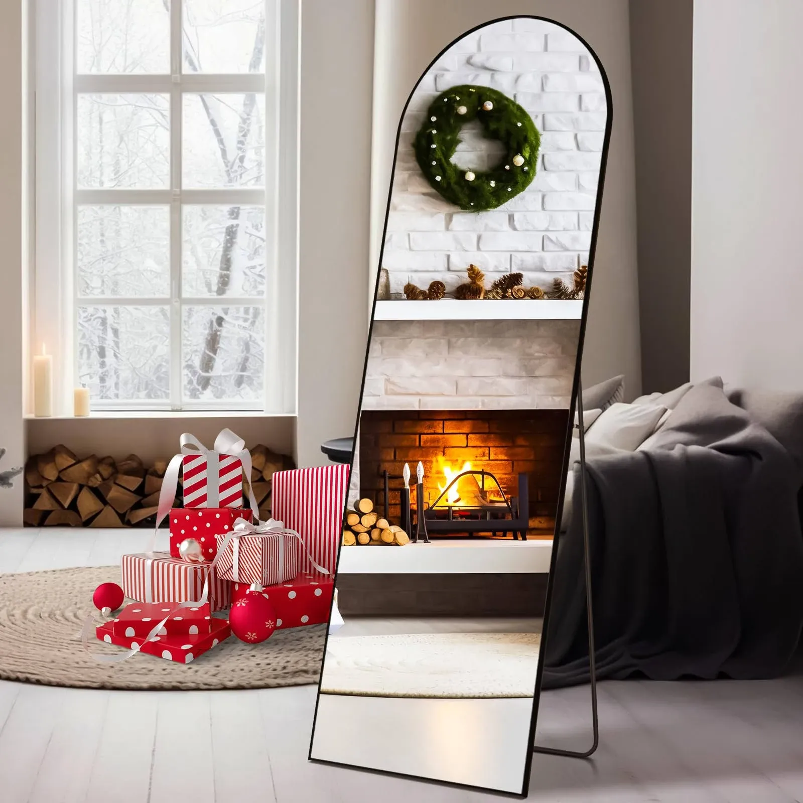 Arched Full Length Mirror 59&#034;x16&#034; Full Body Floor Mirror Standing Hanging or ...