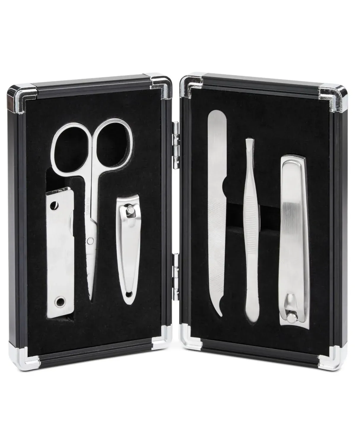 Perry Ellis Portfolio Mens Silver 6PC Manicure Set Grooming Kit O/S BHFO 0644