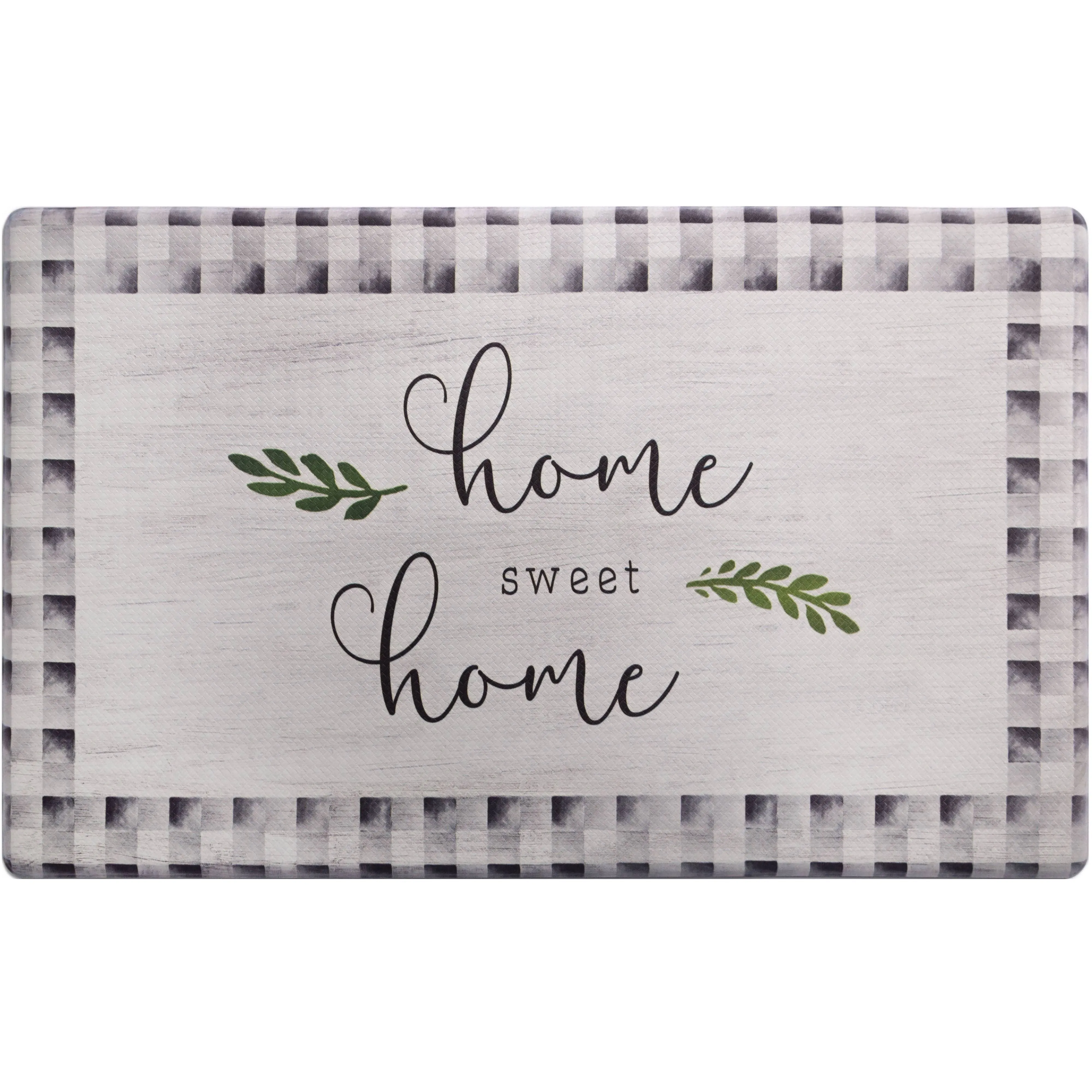 SoHome Cozy Living Home Sweet Home Buffalo Check Border Anti-Fatigue Kitchen Mat