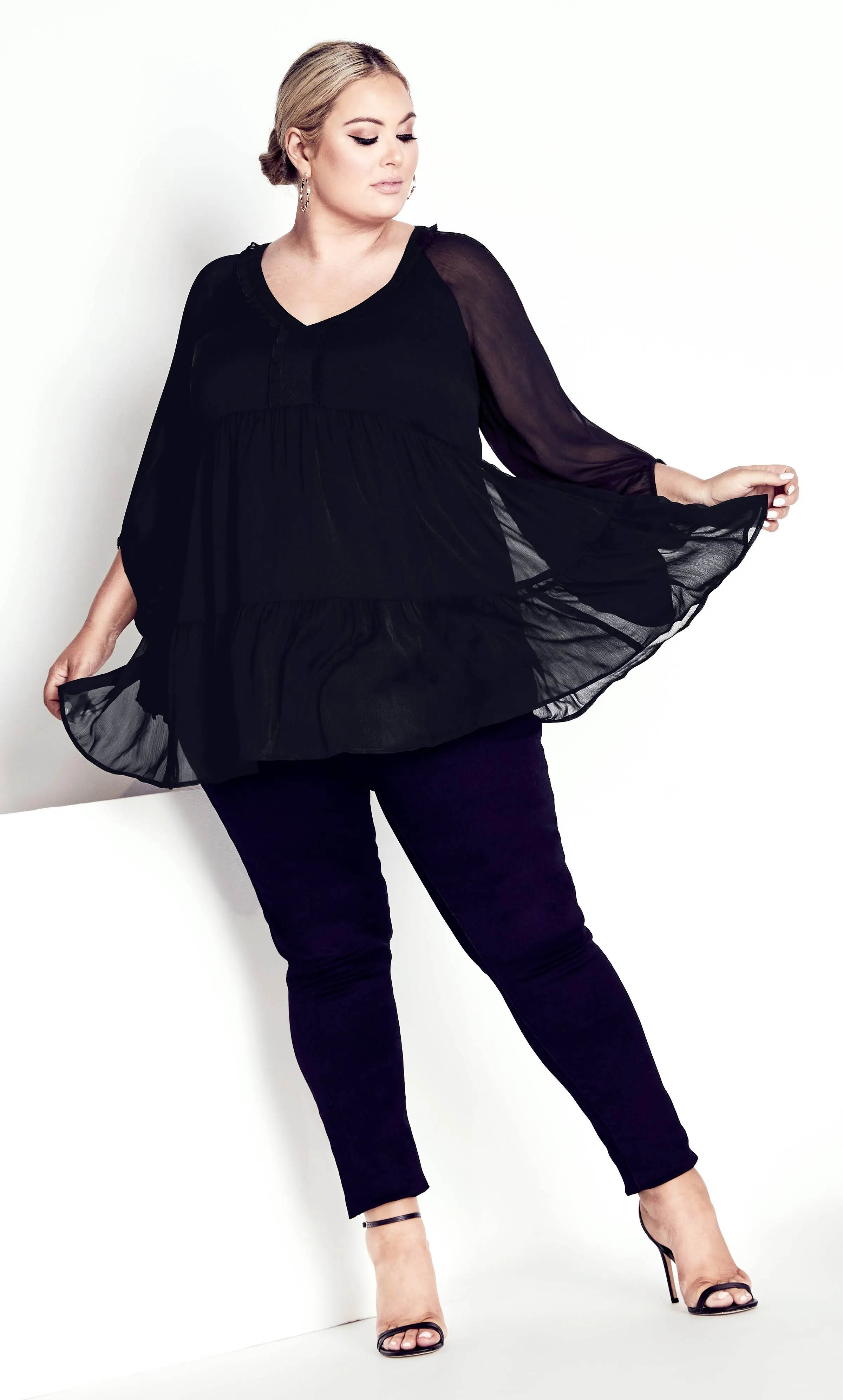 Plus Size Tunic Dress Angelina in Black, Size 22/24 | Arna York