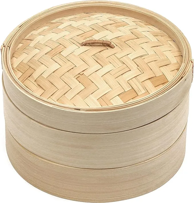 Trademark Innovations Bamboo Steamer 3 Piece 10 Inch Diameter