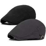 Qossi Men's 2 Pack Flat Cap Newsboy Hats