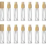 ZbFwmx 20 Pack Set 10ml Protable Refill Bulk Atomizer Spray Travel Perfume Bottle Hydrating Empty Bottle (Gold Caps)