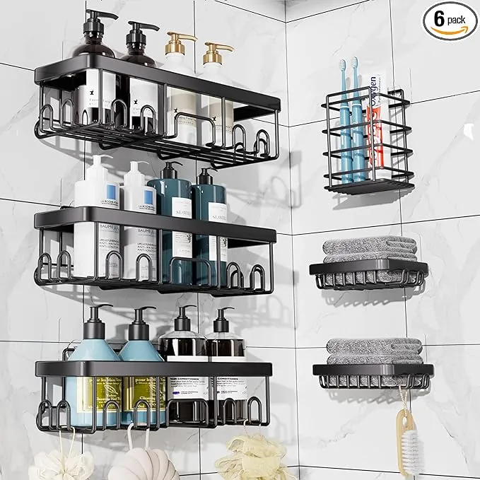 adamsbargainshop.com Adhesive Shower Caddy 6-Pack