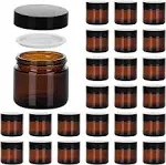 2oz Jars with Lids, Hoa Kinh 24 Pack Amber Glass Jars with Lids Empty Cosmeti...