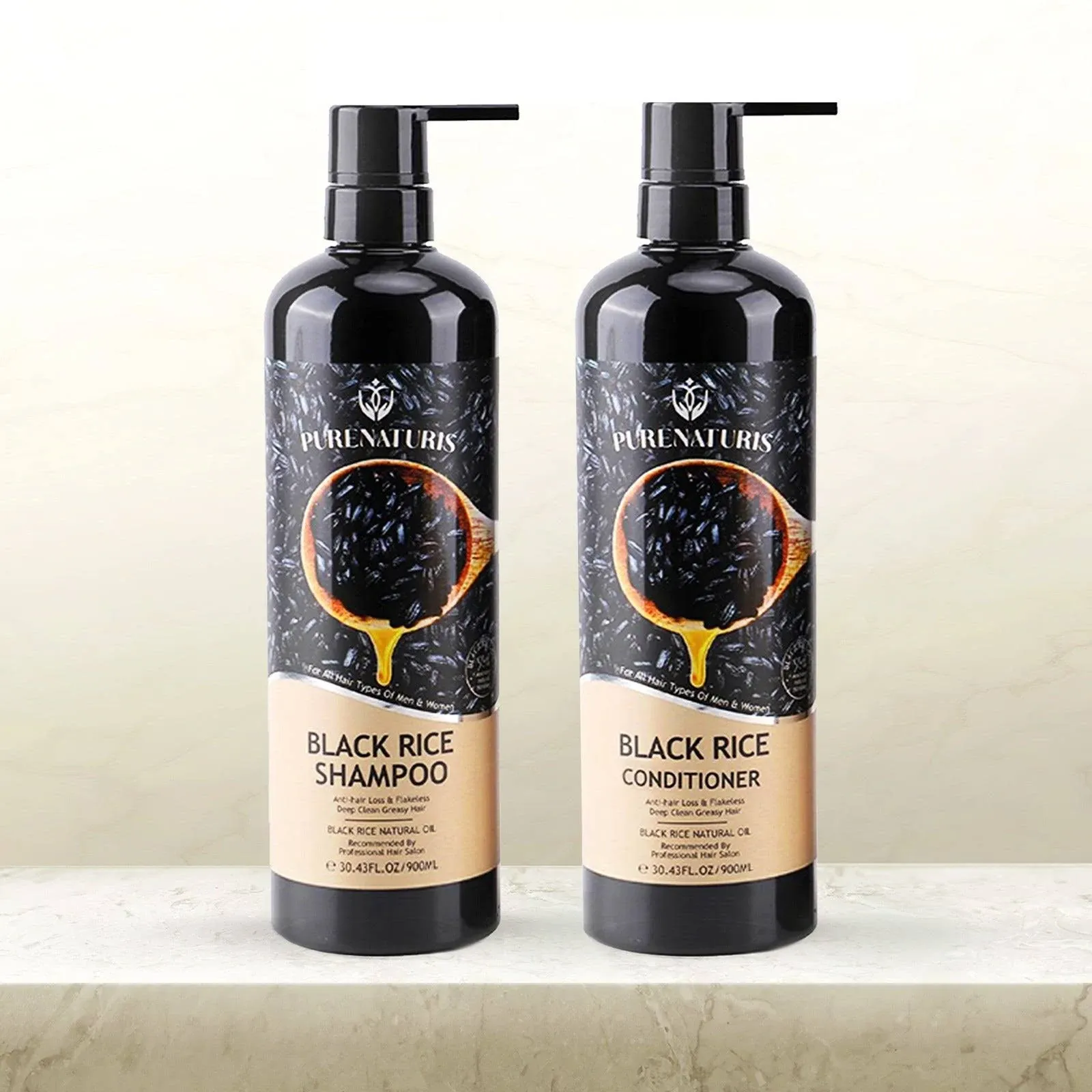 Natural Black Rice Oil Shampoo & Conditioner Set 30.43 Fl. Oz