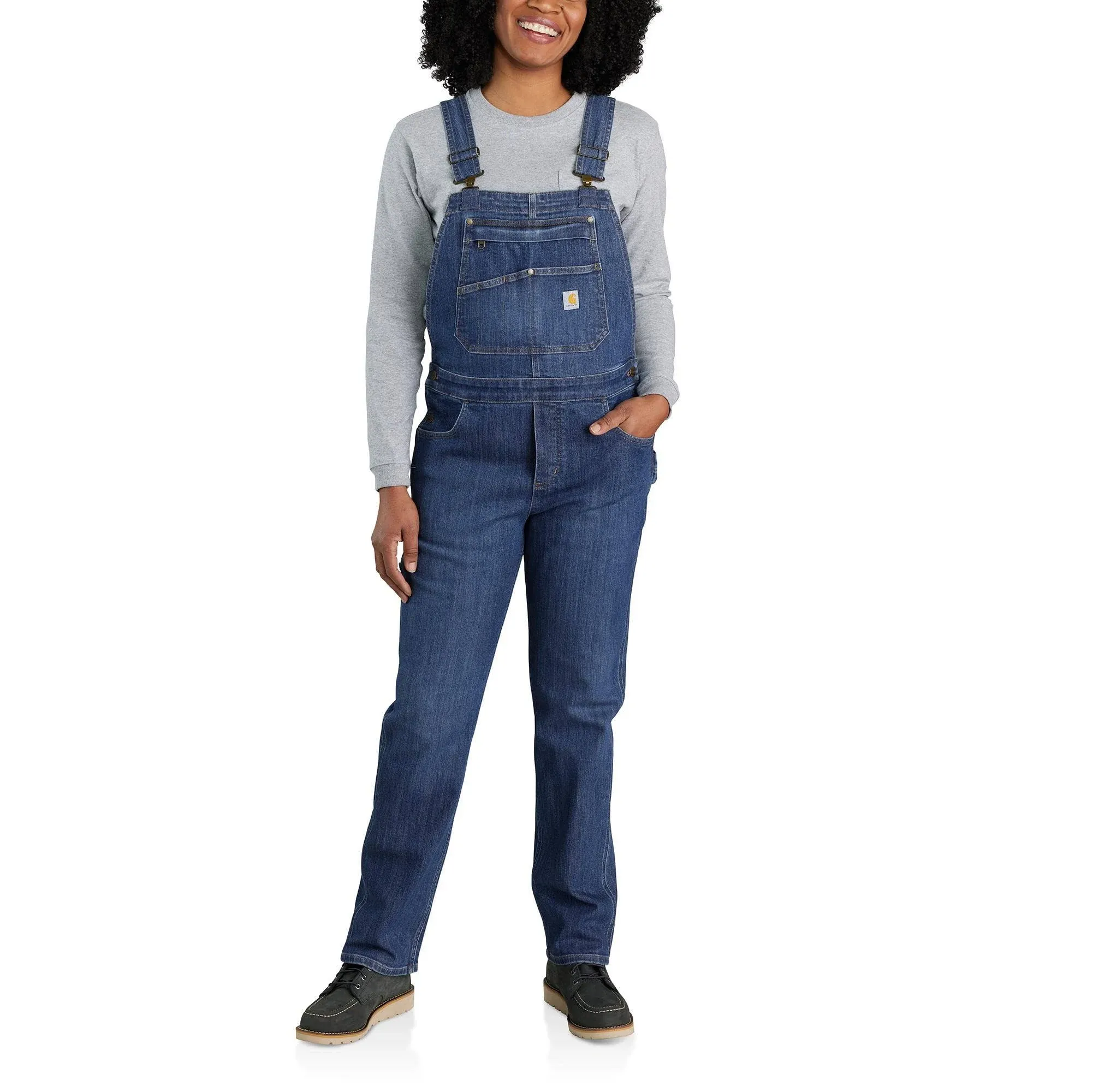 "Women's Rugged Flex Arches Denim Bib Overalls"