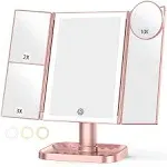 NIKKOMON Makeup Mirror with 10x Magnifying Mirror, 3 Color Lighting, 72 LEDs Vanity Mirror with Lights, Lighted Makeup Mirror, 10x 3X 2x Magnification