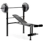 Marcy Competitor Standard Workout Bench with 80lbs Vinyl-Coated Weight Set Combo