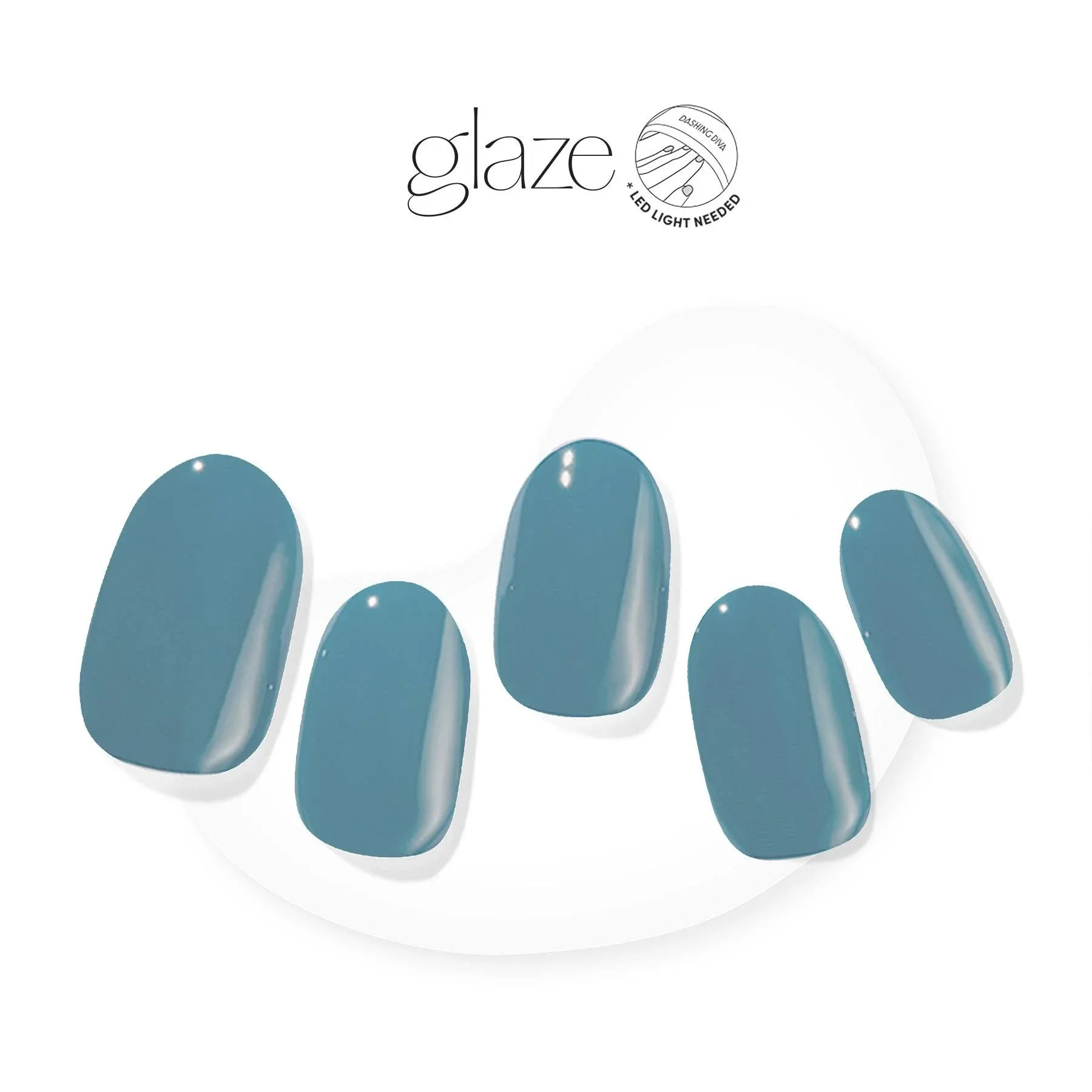 Dashing Diva Glaze Nail Strips - Ocean Bay | Works with Any LED Nail Lamp | Long Lasting, Chip Resistant, Semicured Gel Nail Strips | Contains 34 Salon Quality Blue Nail Wraps, 1 Prep Pad, 1 Nail File