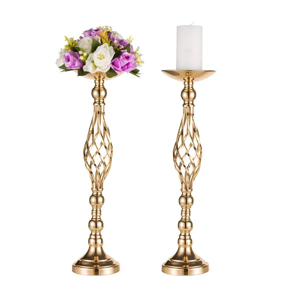 Sfeexun Nuptio 2 Pcs Versatile Metal Flower Arrangement & Candle Holder Stand Set for We