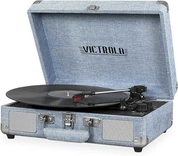 Victrola Bluetooth Portable Suitcase Record Player with 3-Speed Turntable - Brown